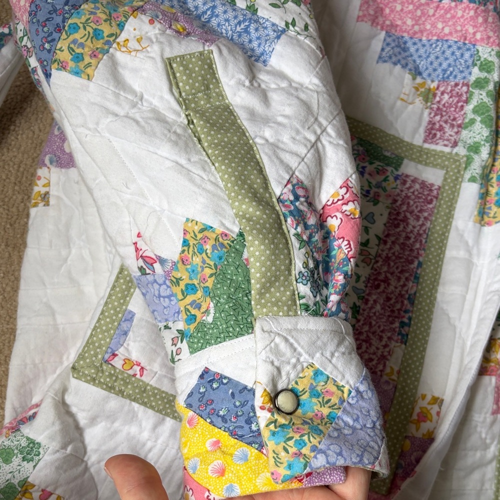 Handmade Feedsack Quilted Long Coat - Picture 4 of 6